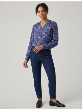 Vintage Country Sophisticates by Pendleton Floral Blue Long Sleeve Blouse Sz 16W